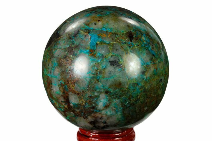 Polished Malachite & Chrysocolla Sphere - Peru #156469